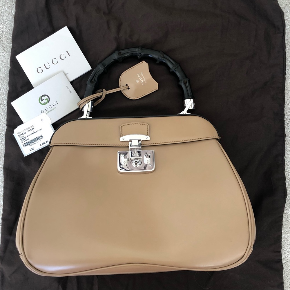 Gucci lady lock bambo top handle bag
